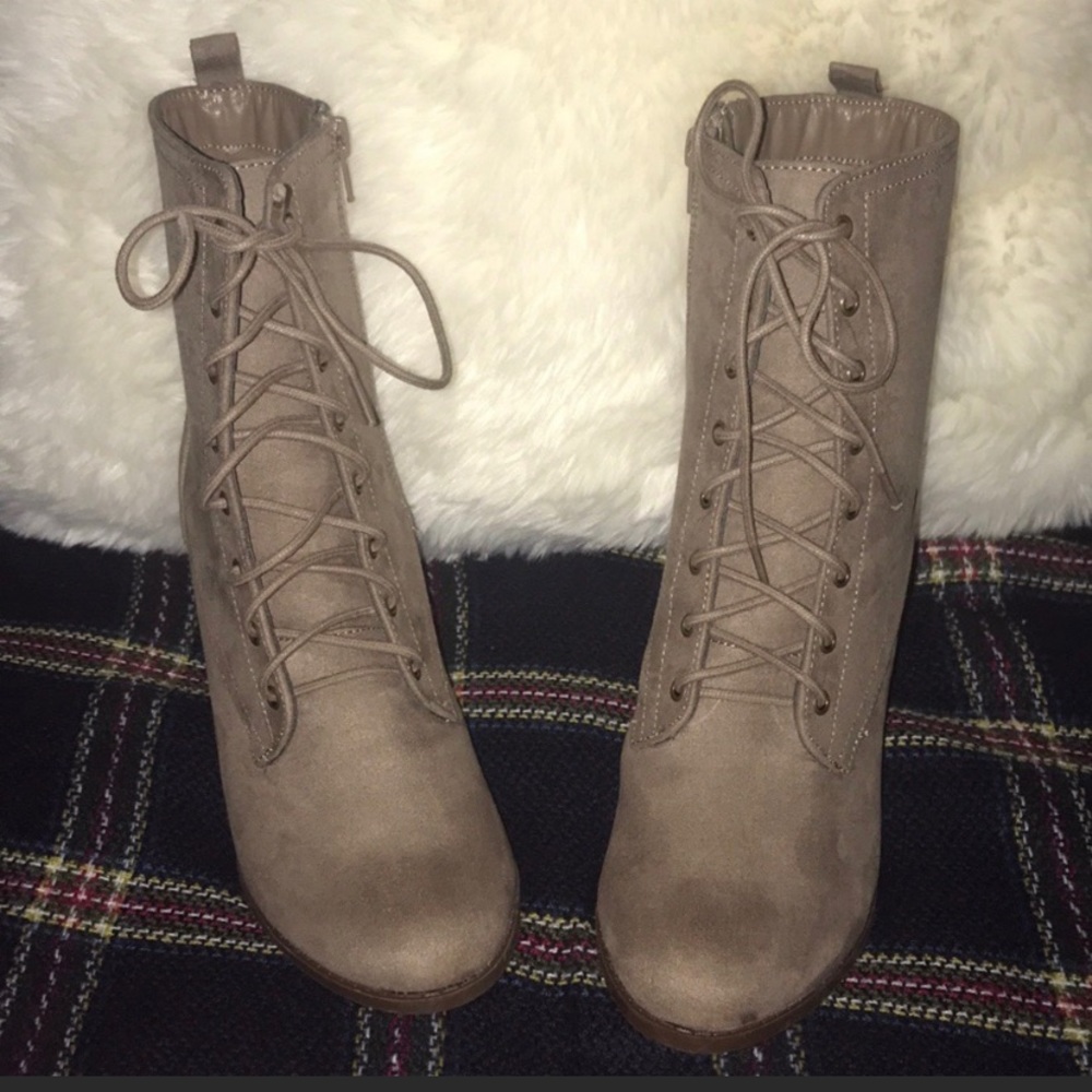 Brown Charlotte Russe lace up booties